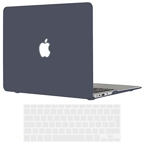 TECOOL Custodia MacBook Air 13 Pollici 2010-2017 (Modello: A1466 / A1369), Plastica Case Dura Cover Rigida Copertina con Copertura della Tastiera in Silicone per MacBook Air 13.3 - Nero Chiaro