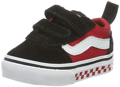 Vans Ward V-Velcro Suede, Scarpe da Ginnastica Unisex-Adulto, Multicolore ((Checker Tape) Black/Red V4k), 24 EU