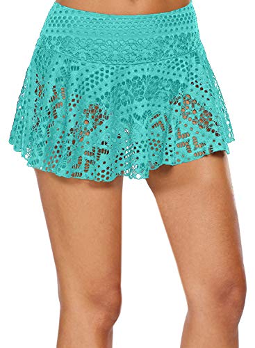 Aleumdr Pantalonici da Bagno Donna con Slip Gonna da Bagno Donna in Lace Donna Pantaloni da Nuoto Tinta Unita Costumi da Bagno con Pantaloncini, Verde