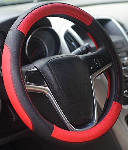 Mayco Bell Coprivolanti 38 Centimetri Comfort Durability Sicurezza Copertura del Volante dell Automobile (Nero Rosso)