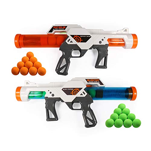 Pistole a Proiettili Morbidi Power Popper, 2pcs Dual Battle Pack, pistole ad aria compressa per sparatutto ad aria compressa per bambini di età superiore a 6 anni che giocano con la loro famiglia