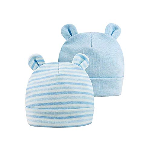 Bambino Beanie cappelli Neonato Bambino Beanie con le orecchie dell'orso Caps caldi per l'autunno inverno 0-6 mesi di neonata Boy, 2 pack