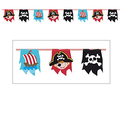 amscan- Bandierine Decorative Pirata, Colore Blu, 11012063