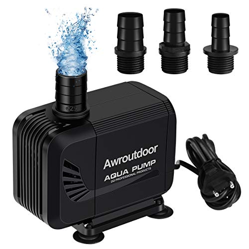 Awroutdoor Pompa Acqua Sommergibile, 35W Pompa Acqua Acquario può Essere Utilizzato su Terra e Acqua, 2500L/H Ultra-Silenzioso Pompa Acqua per Terrari, Stagno di Pesce, Sistemi di Circolazione