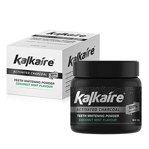 Kalkaire UK - Polvere per sbiancamento dei denti al carbone attivo - Sbiancante per denti professionale - Carbone vegetale - 100% ingredienti naturali e cocco - Pulizia profonda.