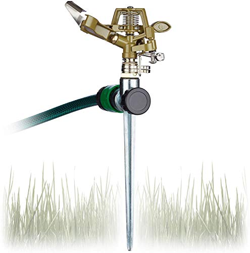 BETOY Irrigatore da Giardino con picchetto,Spruzzatore Rotante Regolabile,Spruzzo d'Acqua Ugello Testa Sprinkler Strumento di irrigazione agricola Regolabile 0 °- Modello a 360 °