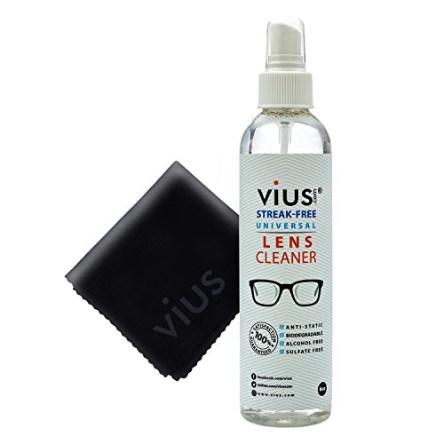 vius Spray per la pulizia delle lenti di alta qualità per occhiali, fotocamere e altri obiettivi: deterge delicatamente batteri, impronte digitali, polvere, olio 8 Oz