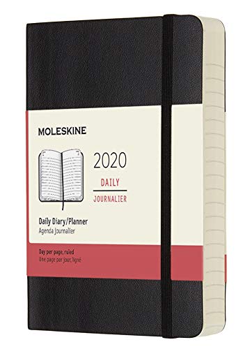 Moleskine 12 Mesi 2020 Agenda Giornaliera, Copertina Morbida e Chiusura ad Elastico, Colore Nero, Dimensione Pocket 9 x 14 cm, 400 Pagine