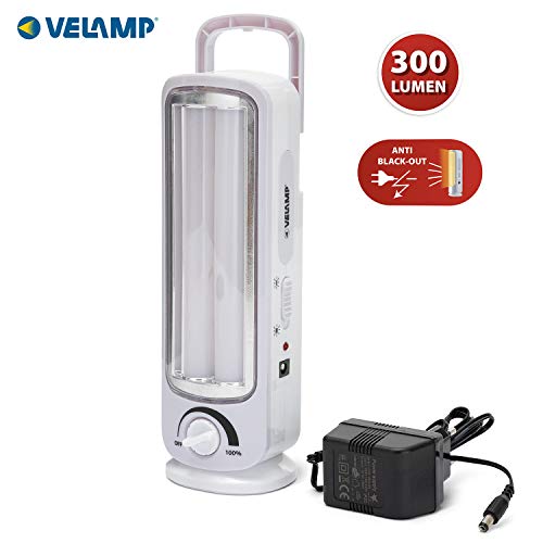 Velamp Twix Lampada di Emergenza Anti Black-out 2 Tubi LED, 300lm, dimmerabile. 23cm, Grigio