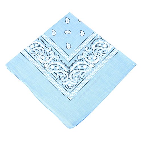 [Venditore UK] Uomo/Donna Bandana Testa Sciarpa Sciarpe Motivo Cachemire 100% Cotton - Baby Blu, One size