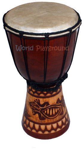 Djembe intagliato da 30 cm, tamburo/bongo dell’Africa occidentale