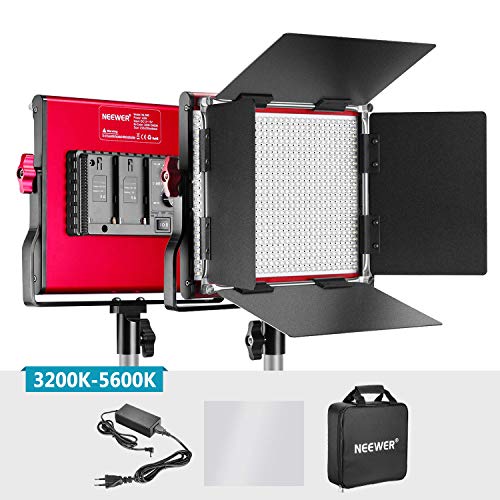 Neewer Pannello Luce LED Professionale Bicolore in Metallo per Studio Youtube Foto di Prodotti Registrazioni,Dimmerabile con 660 Bulbi, Staffa-U di Montaggio&Barndoor Incluse, 3200-5600K/CRI 96+