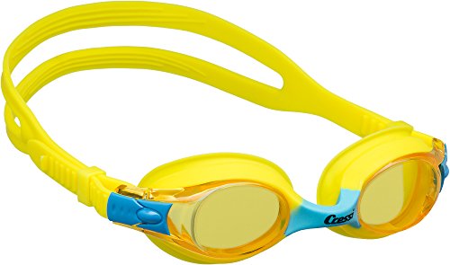 Cressi Dolphin 2.0, Occhialini Nuoto Premium per Bambino a Oculari Separati Gioventù Unisex, Giallo/Blu