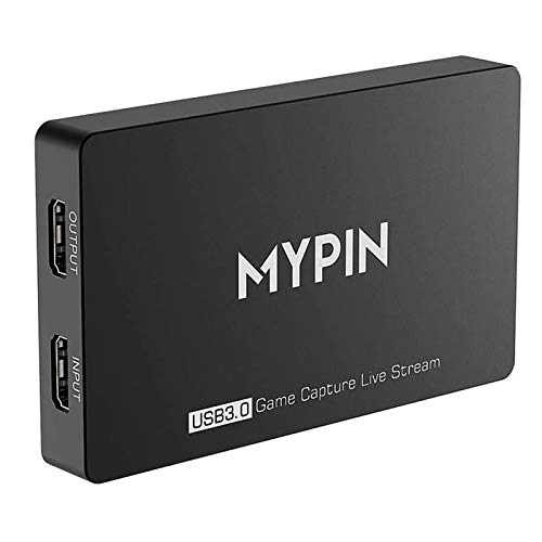 MYPIN 4k @ 60fps HD HDR Game Capture USB 3.0 Passthrough Video in 1080p 60fps con Registrazione Audio Gamepad, Streaming Video in Diretta Compatibile con PS3 / PS4 / Xbox One 360 / Wii U
