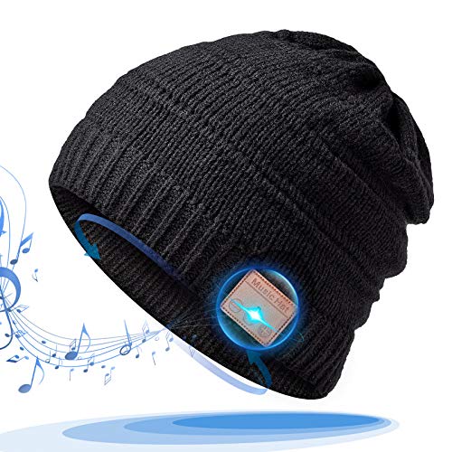 HANPURE Regali Natale Donna Cappello Bluetooth - Bluetooth V5.0 Beanie, Musicale Invernale Running Hat con Altoparlanti Stereo Senza Fili Auricolari, Idee Regalo Natale Uomo/Donna/Genitori/Mamma/papà