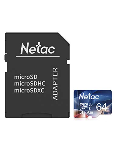 Netac 64G Scheda Micro SD con Adattatore SD, Scheda di Memoria A1, U3, C10, V30, 4K, 667X, UHS-I velocità Fino a 100/30 MB/Sec(R/W) Micro SD Card per Telefono, Videocamera, Switch, Gopro, Tablet