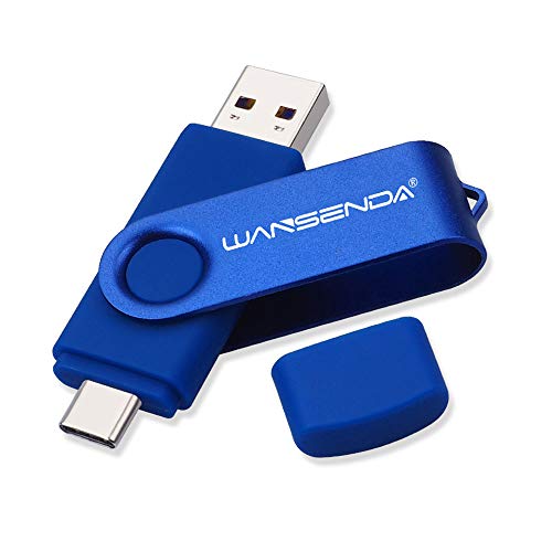 Chiavetta USB USB 3.0 di tipo C Wansenda USB Pen Drive OTG Flash Drive per dispositivi Tipo-C Android/PC/Mac (64GB, blu navy)