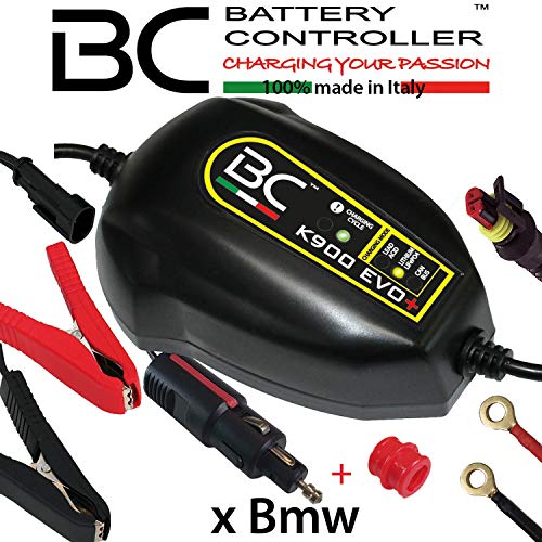 BC Battery Controller BC K900 EVO+, Caricabatteria e Mantenitore Intelligente per Moto BMW con sistema CAN-Bus, e per tutte le batterie 12V Piombo-Acido e Litio, 1 Amp