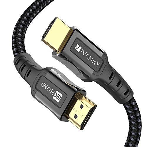 iVANKY Cavo HDMI 2.1, [8K Ultra HD] Altissima Velocità 48Gbps, Supporto 8K@60Hz, 4K@120Hz, 4320p, HDCP 2.2, Ethernet/Arc/CEC/3D, PS4 - Nylon Intrecciato, 1M