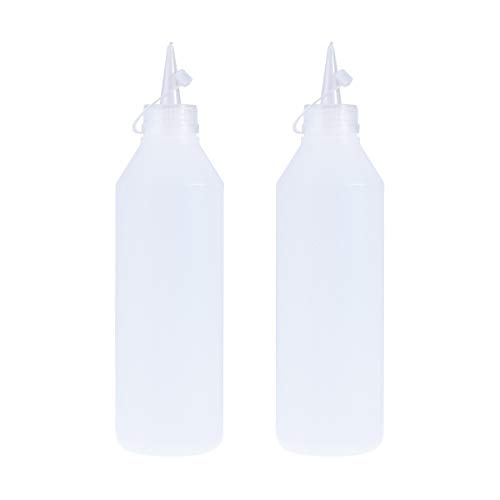 Yardwe Bottiglie di compressione plastica 2PCS 500ml con tappi a prova di perdite Dispenser ideale per colla liquida (bianco)