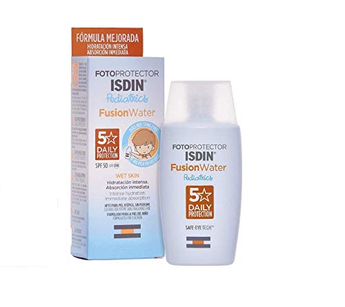 Fotoprotector ISDIN Pediatrics Fusion Water SPF50+ 50ml | Fotoprotettore viso pediatrico | Texture ultraleggera | Adatto per tutte le tipologie di pelle