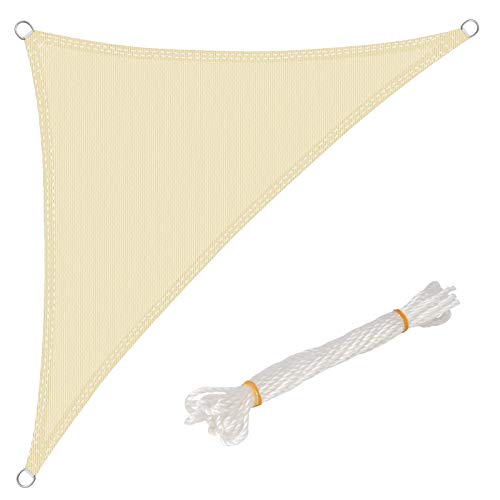 WOLTU GZS1188cm21 Tenda a Vela Parasole Triangolare Telo da Sole in HDPE Protezione Solare Respirante Anti UV Giardino Esterni Beige 2,5x2,5x3,5m