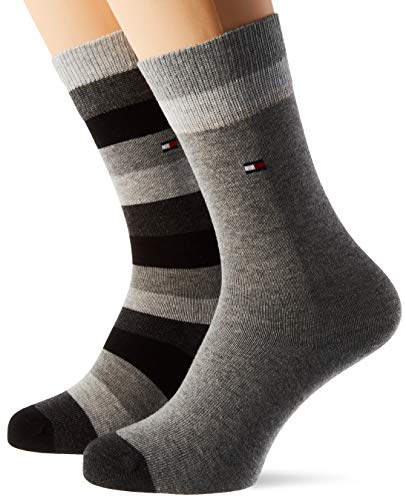 Tommy Hilfiger Basic Stripe Kids' Socks Multipack 6 Pack Calzino Casual, Black, 31/34 Unisex-Bambini