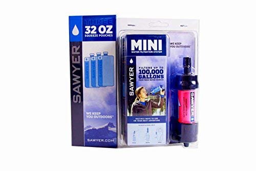 SAWYER Mini - Filtro acqua originale SPARSET con 3 sacchetti da 1 litro o 2 sacchetti da 2 litri, ., - Sawyer Mini Pink, 3 x 1 Liter