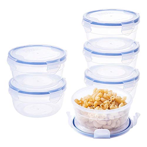 Depory Contenitori in plastica per Alimenti Rotondo Ciotole BPA Free 600 ml Cucina Insalata scatole microonde 6 Value Pack RP041 W