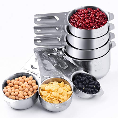 U-Taste Misurini Cucchiai Cup, Set di 7 Misurini in Acciaio Inox 18/8 Measuring Cucina Misurini Cucchiai Dosatore Set per Misurazione a Secco e Ingredienti Liquidi