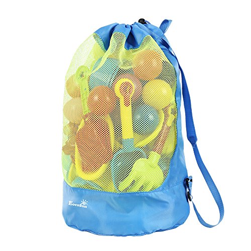 Borsa da Spiaggia, EocuSun Grande Borsa Lunga Durata per Sabbia Nuotare e Piscina e Deposito Giocattoli Bambini da Sabbia e Acqua (Blu)