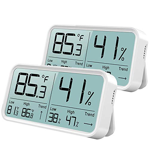 BFour Igrometro Termometro Digitale da Interni Termoigrometro per Casa Monitore di umidità e Temperatura Termoigrometro per Stanza Misura Metro Grande LCD Schermo Magnete Decorazione 2 Bianco