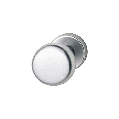 Hoppe con pomello per porta su rosetta rotonda | Forma Cilindrica | Alluminio argento anodizzato | Fix del pulsante | 1 pezzi