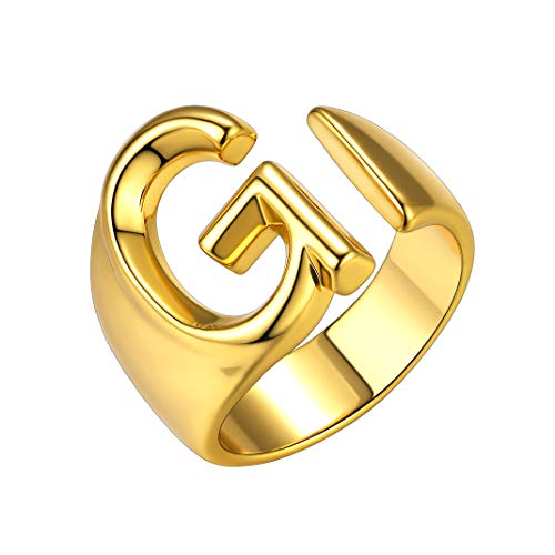 GoldChic Jewelry Anello Aperto Iniziale G, Anello trumb Regolabile per Lettera captial in Oro per Donna