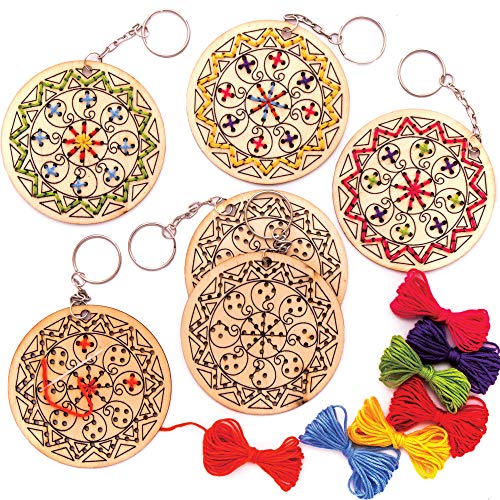 Baker Ross Kit ricamo a punto croce legno Rangoli (Pack of 5) - Attività Creative per Bambini, colori assortiti