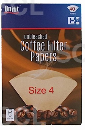 Filtri per caffè, da 4 tazze, non sbiancati, 40 pezzi, misura 4