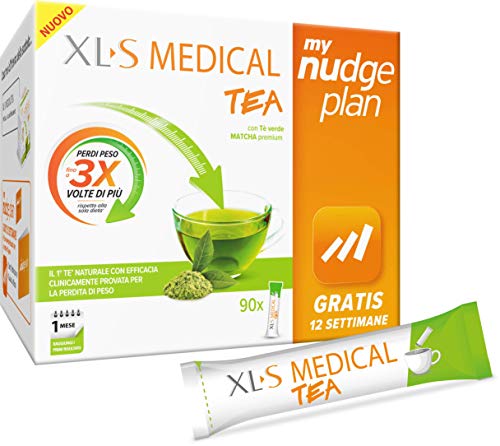 XL-S MEDICAL Tea Tè Dimagrante Premium, Estratto di Tè Matcha per la Perdita di Peso, App My Nudge Plan inclusa, 30 Giorni di Trattamento, 90 Stick