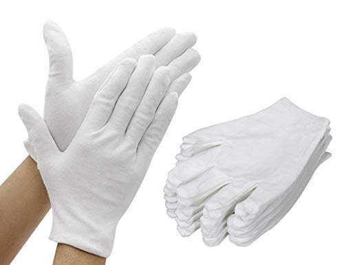 TooTaci Guanti in cotone bianco 12 paia (24 guanti) Guanto per lavori morbidi più spesso e riutilizzabile da 6,7 pollici per Ispezione di gioielli in argento - piccolo (Adatto ai bambini)