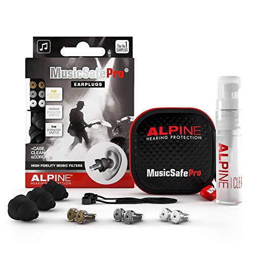 Alpine Tappi Pro Musicsafe – Migliora la tua esperienza di ascolto senza rischiare danni all’udito – Tre set di filtri intercambiabili – Materiale comodo e ipoallergenico – Tappi riutilizzabili - Nero