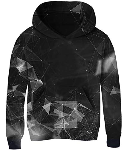 Loveternal Bambini Ragazzi Ragazze Felpa con Cappuccio 3D Stampao Hoodie Geometry Pullover Bambino Unisex Modello con Tasca Sweatshirt Pullover 8-10 Anni XL