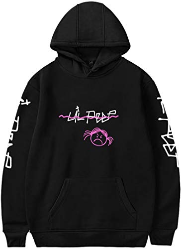 OLIPHEE R.I.P. Lil Peep Rapper Felpa con Cappuccio Stampato Lovers Cool Pullover per Donna Cry Nero-B XXX-Large