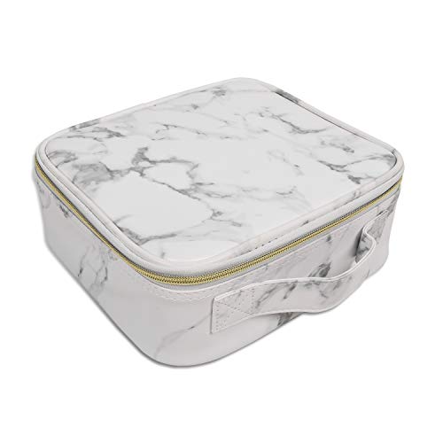 Make Up Bag Professional Beauty Case da Viaggio Makeup Astuccio per Trucco Valigetta Organizzativa Borsa Trucchi Custodia Cosmetica Impermeabile con Divisori Regolabili(Pelle Marmorizzata)