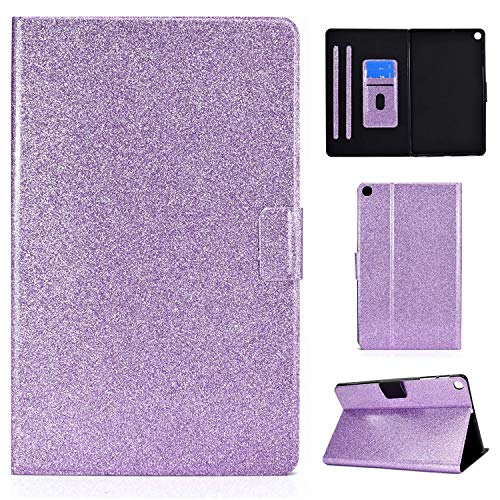 Nadoli PU Pelle Luccichio Custodia per Samsung Galaxy Tab A {10.1} T510 2019,Portafoglio Magnetico Cover con Funzione di Supporto,Viola