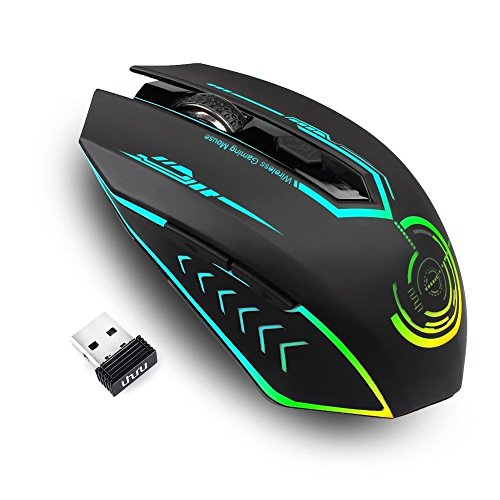 Sudo - Mouse senza fili da gioco, precisione fino a 7200 DPI, con 6 pulsanti programmabili e LED con 7 colori che cambiano durante l’uso, ergonomico, supporta le macro per i MMORPG, per PC e portatili
