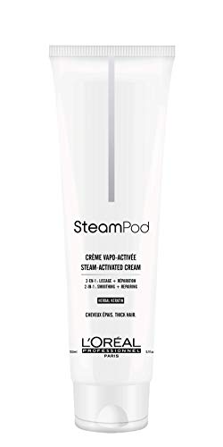 L’Oréal Professionnel Paris – SteamPod Crema Termo-protettiva sino a 210°C, per capelli spessi, liscio a lunga durata, 24 ore controllo crespo, tecnologia Pro-Keratina, pre-utilizzo piastra, 150 ml