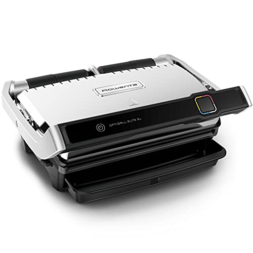 Rowenta GR760 Optigrill Elite XL Griglia Intelligente, Display Touch Interattivo, Sensore Automatico di Cottura, 16 Programmi Automatici, Funzione Boost, Ricettario Incluso