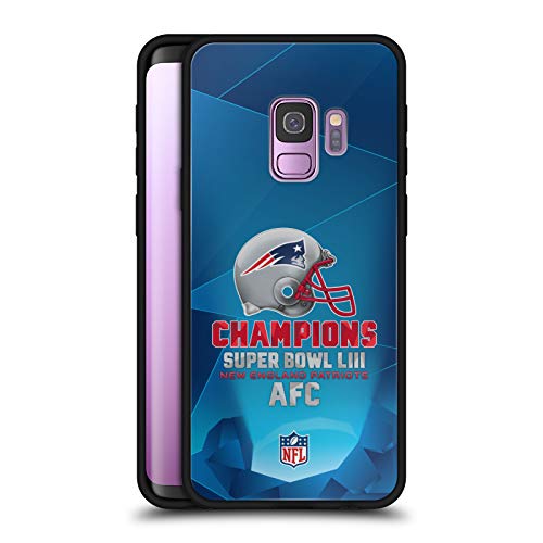 Head Case Designs Ufficiale NFL New England Patriots 5 2019 Super Bowl LIII Champions Cover Nera Ibrida in Vetro per Parte Posteriore Compatibile con Samsung Galaxy S9