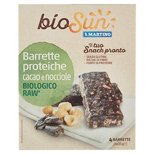 S.Martino Biosun, Barrette Proteiche Cacao e Nocciole Biologico - 140 Gr