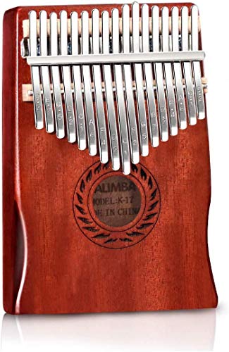 POMAIKAI 17 tasti kalimba marimbe thumb piano, pianoforte da dito portatile in legno di mogano mbira con accessori per bambini e adulti principianti (rosso)