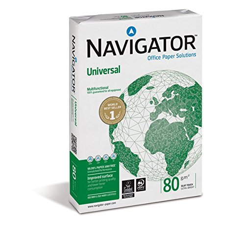 Navigator 0484UN Carta Universal, A3, 80 G/Mq, 110 µm, Confezione da 5